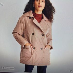 NWOT Notched Lapel Double Breasted Puffer Coat